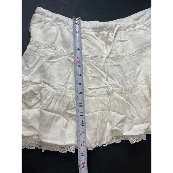 Aeropostale White Lace Tiered Mini Skort XL Boho Prairie Cottagecore Pull On NWT - Image 9