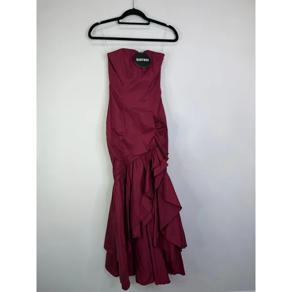 NEW Babyboo Angelina Maxi Dress Burgundy Size XS - Image 3