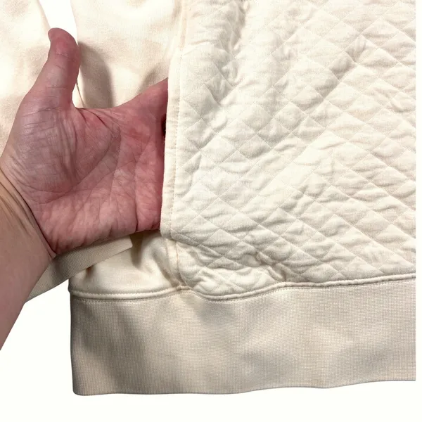 L.L. Bean Small Quilted Quarter Zip Pullover Cream EUC Outdoor Fall Cozy - Image 6