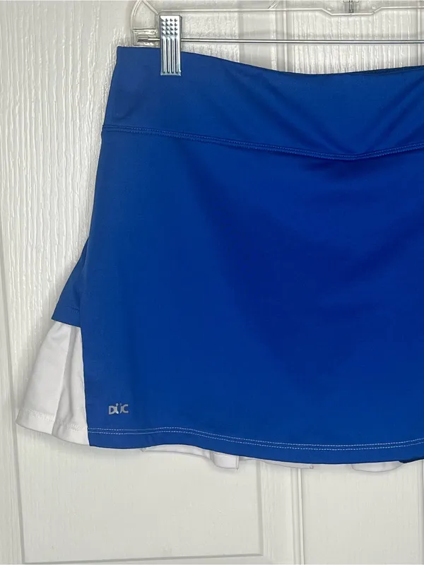 DUC Sz M Blue Athletic Skort Blue And White With Back Ruffle - Image 2