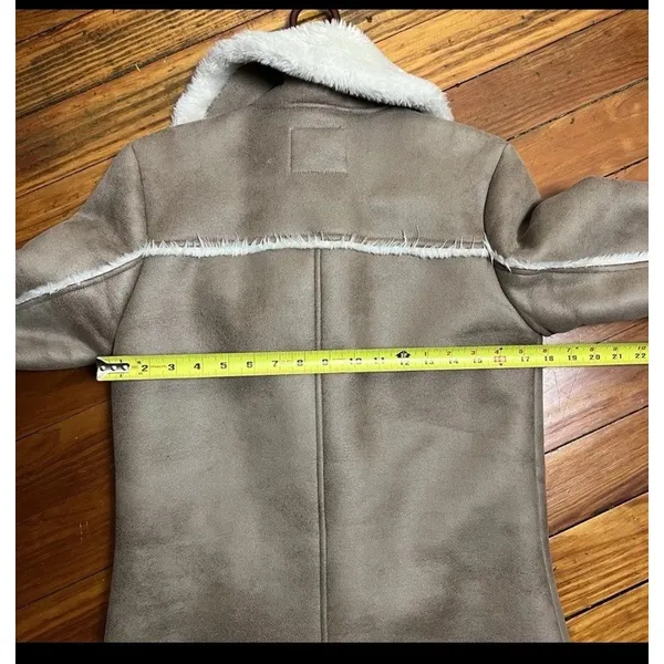 Vintage Y2K Abercrombie Fitch Jacket Womens Small Brown Suede Sherpa Fur 2000's - Image 10