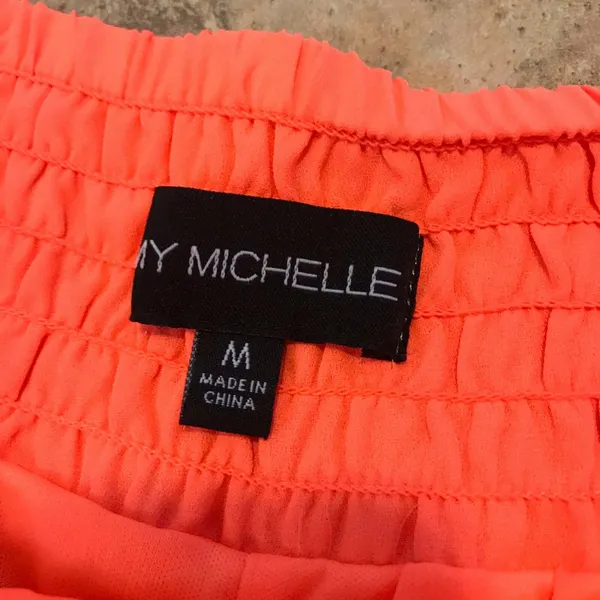 My Michelle Neon Orange Lace Flowy Shorts M‎ Medium Scalloped Edge - Image 3