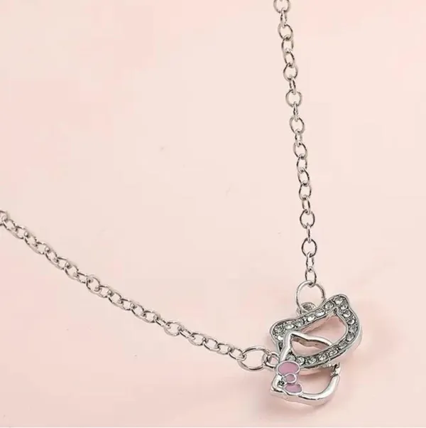 Hello Kitty Licensed w/ Rhinestones Interlocking Necklace - Image 3