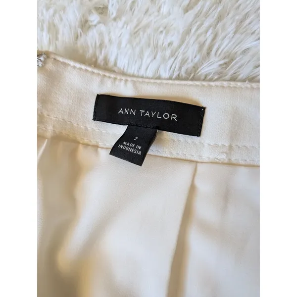 Y2K ANN TAYLOR Off White Corset Lace Up Front Mini Skirt Cotton Blend Sz 2 NWOT - Image 7