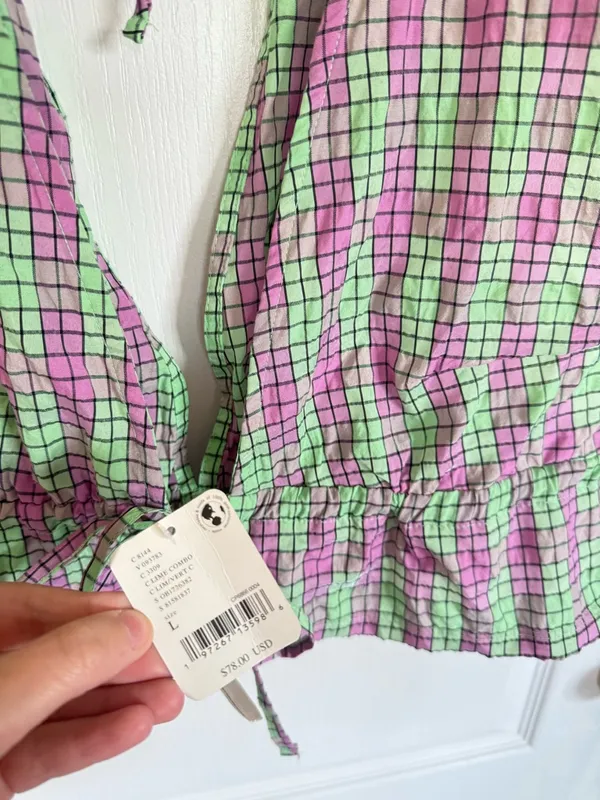 Free People NEW Linus Plaid Crop Top - Image 4