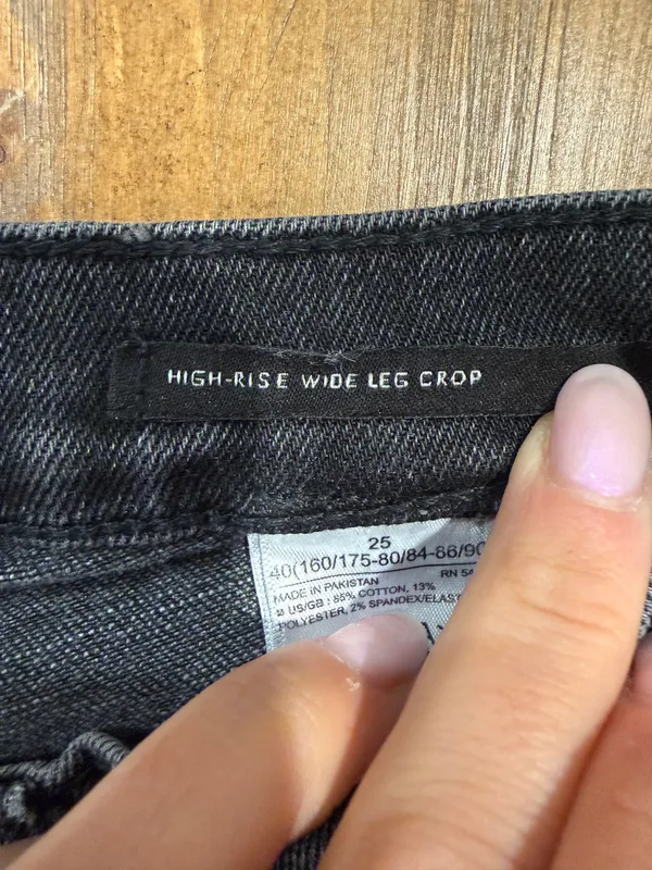 Banana Republic Premium Denim High Rise Wide Leg Crop Jean Women's US 25 Black - Image 3