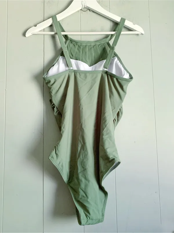 SHEIN Olive High Neck One Piece Swimsuit S - Image 2