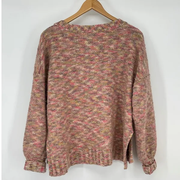 Pilcro‎ Anthropologie Deep V-Neck Oversided Spacedye Slouchy Sweater Size M - Image 3
