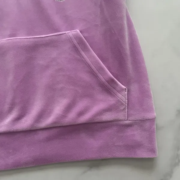 Juicy Couture OG Big Bling Crystal Logo Hoodie Jacket Pink Sz Small - Image 12