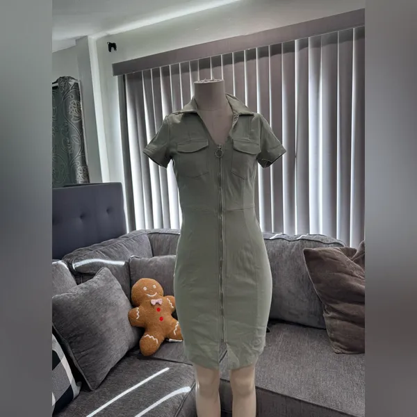 🍒🌸AMTIOUS green zip front denim dress✨ - Image 2