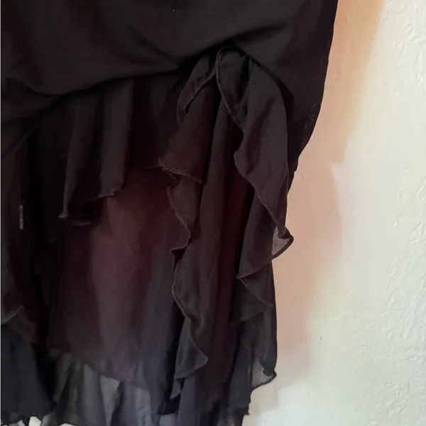Bodycon Ruffles Double Layers Mesh Sexy Bodycon Party Dress small black - Image 2