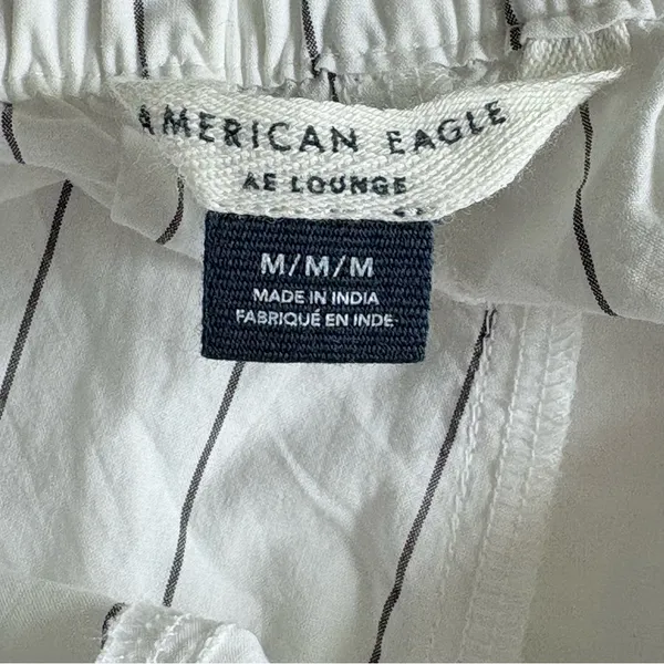 American Eagle Outfitters White Pinstripe Boxer Lounge Pants Medium - Image 7