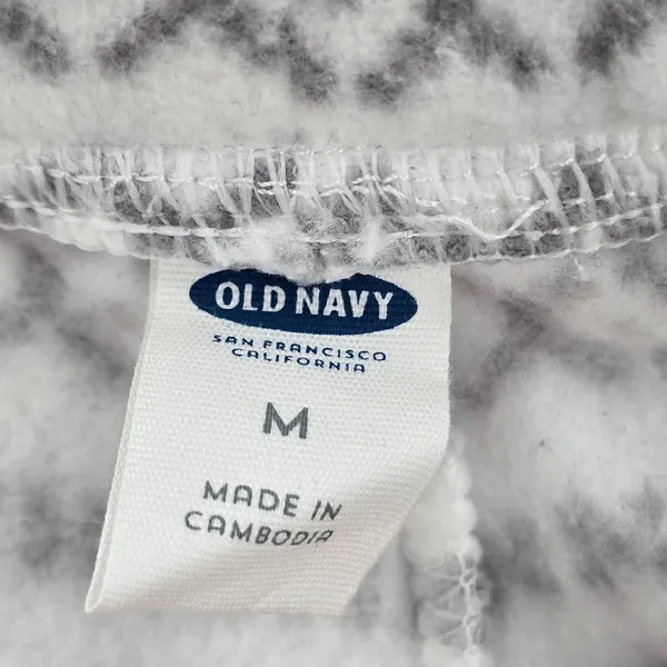 Old Navy White Gray Fleece Snowflake Sleep Pajama Bottoms‎ Pants M Medium - Image 7