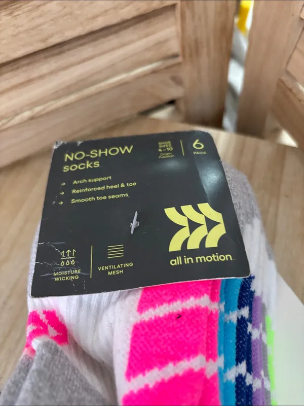 All In Motion No-Show Socks Pack 6 Pairs NIP - Image 3