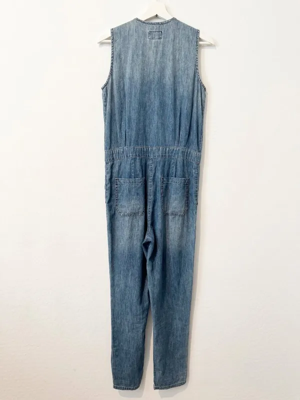 Current Elliott Jumpsuit Size XS Blue Chambray Denim Flight Suit Barn Ranch Wear - Image 12