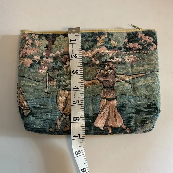 Vintage Embroidered Tapestry Clutch Golf Design With Man And Woman Awesome Bag - Image 7