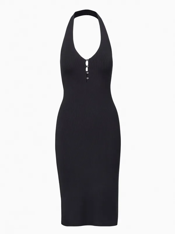 NWT Wilfred Aritizia Temperature Halter Midi Dress in Black Size Small - Image 3