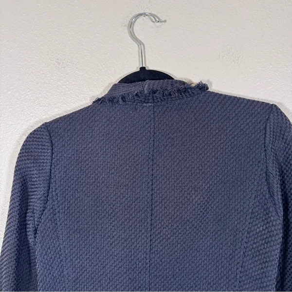 Vince Navy Blue Tweed Asymmetrical Zip Blazer Jacket Womens XS Preppy Classic - Image 3