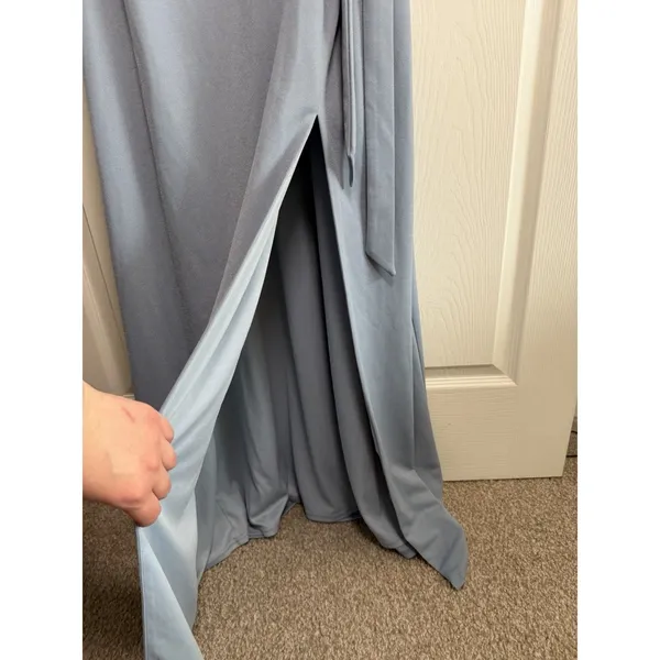 NWT Birdy Grey Dress Dusty Blue 1X Bridesmaid Formal Wedding Yolanda Crepe - Image 4