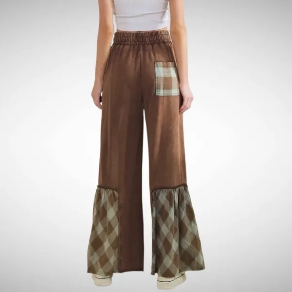 Sage + Fig Wide-Leg Contrast Pants Chocolate Brown Size M - Image 3