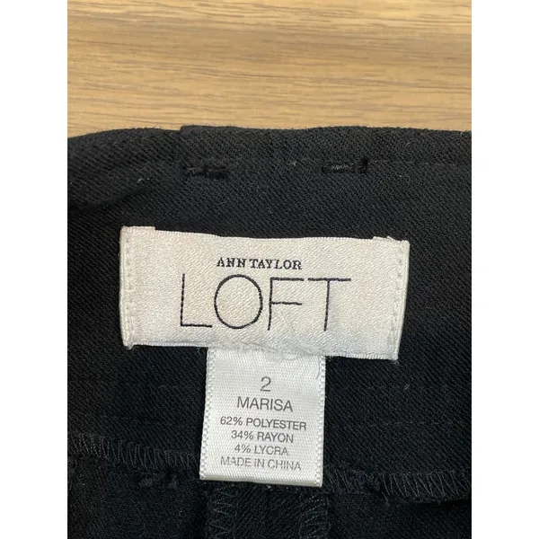 LOFT Marisa Black Wide Leg Capri Gaucho Pants Sequin Detail Size 2 - Image 2