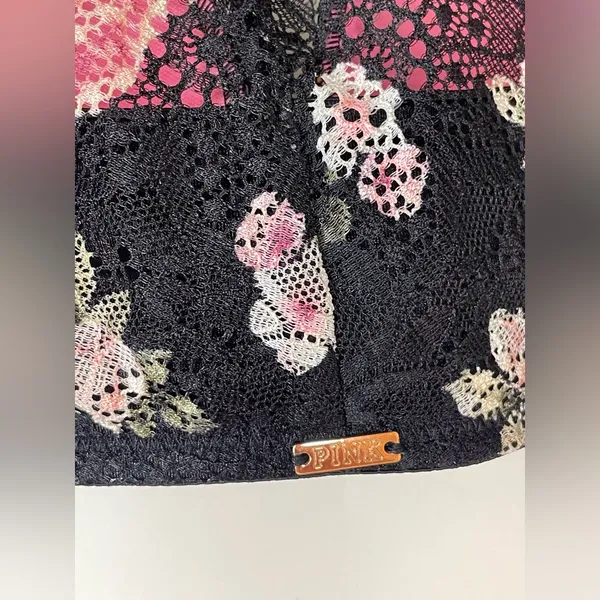 Victoria's Secret NWOT Set of 2 Black‎ Floral Lace Bra 32C|Panties Size S - Image 5