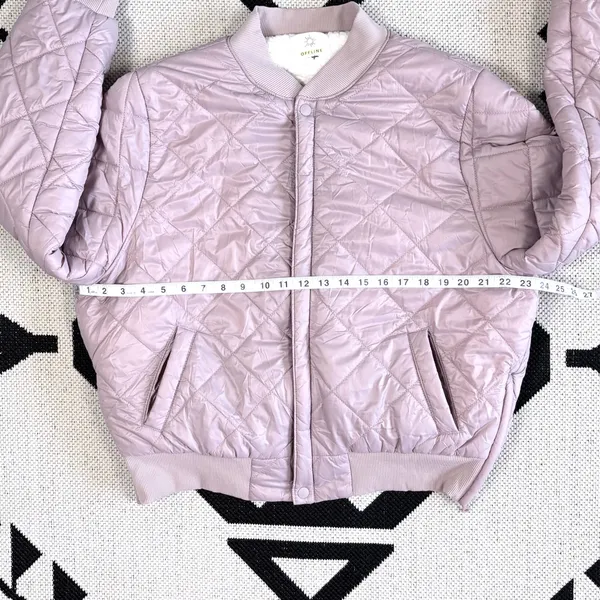 OFFLINE By Aerie Diamond Quilted Sherpa Lined Puffer Bomber Jacket XL - Image 6