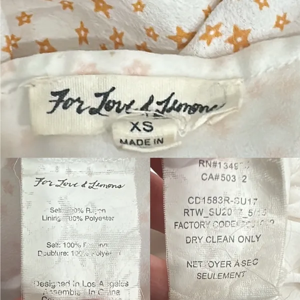 For‎ Love & Lemons Aurora Ruffle Mini Dress White Orange Star Print XS Celestial - Image 9