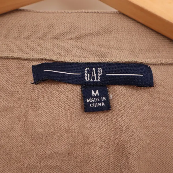 Gap Cardigan Sweater Womens Medium Brown Tight Knit Cotton V Neck Button Front - Image 3