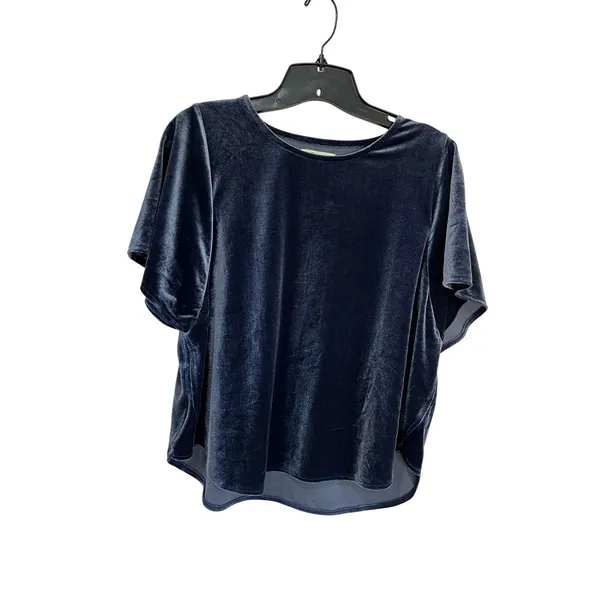 Madewell‎ Velvet Short Sleeve Crew Top Soft Touch Holiday Party Navy Blue M - Image 2