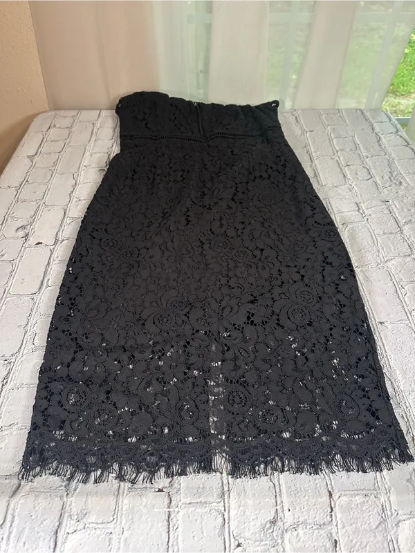 Bardot Black Lace Sheath Midi Dress size 6 Medium - Image 15
