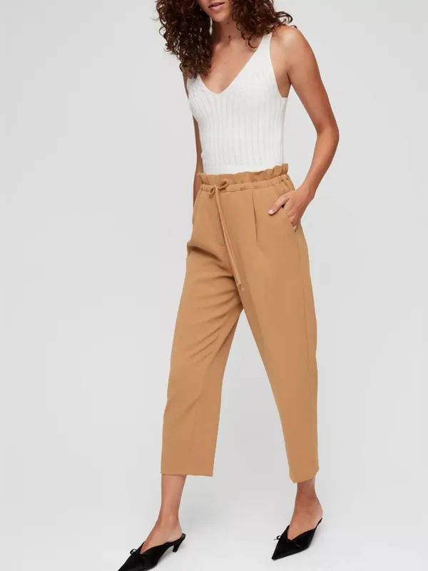 NEW Aritzia Wilfred Kari Paperbag Pants Mustard Yellow Relaxed Fit Size S chic - Image 3