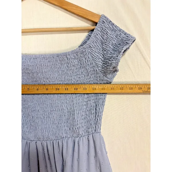 Simplee Smocked Bodice ChiffonMidi Dress‎ Sz L Light Blue Cottage Party NWT - Image 5