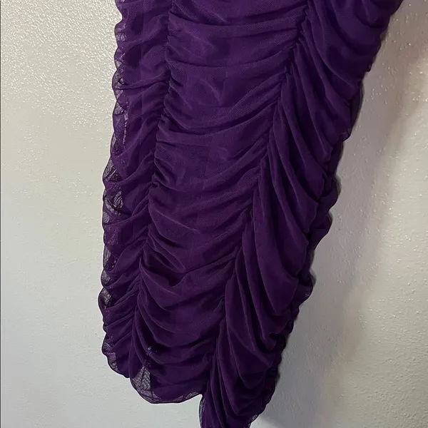 Lucy in the Sky Deep Purple Ruched Mini Dress - Image 8