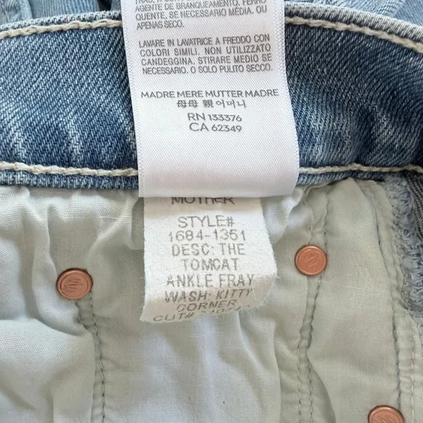 Mother Denim The Tomcat Ankle Fray Hi Rise Size 27 Kitty Corner Blue Stretch - Image 8