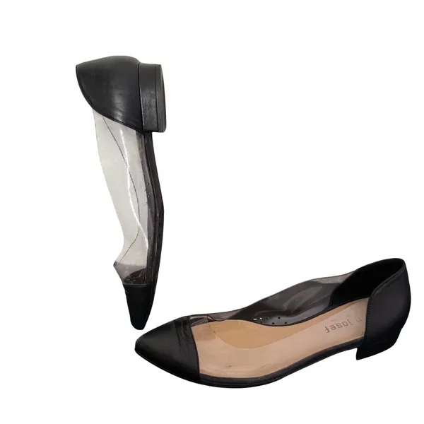 Jon Josef Clear Ballet Flats Black Leather Pointed Cap Toe Womens 7 Casual - Image 13