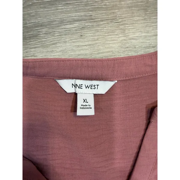 Nine West XL Dusty Rose Tiered Babydoll Tunic Dress Boho Flowy Long Sleeve - Image 7