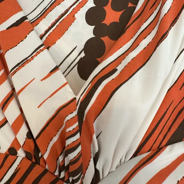 MaxandCleo Orange Brown Abstract Print Midi Dress M - Image 5