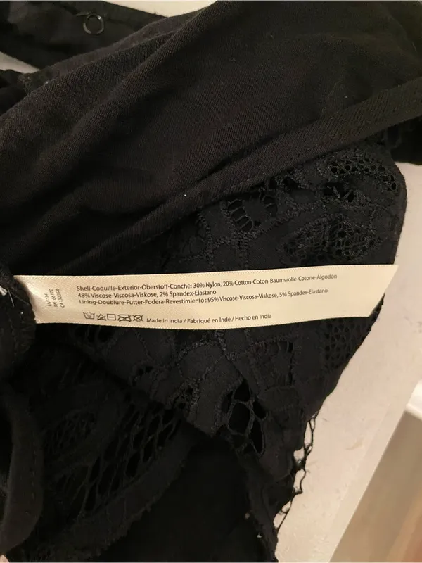 Free People Adella Black Lace Bodysuit Spaghetti Straps X-Large - Image 10