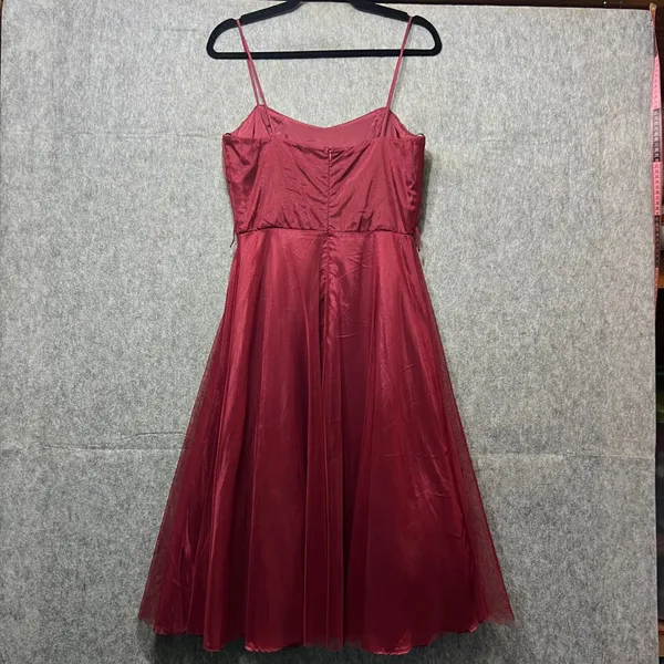 Vintage 90s As U Wish Party‎ Dress Fit Flare Sleeveless Tulle Overlay Red Size 5 - Image 6