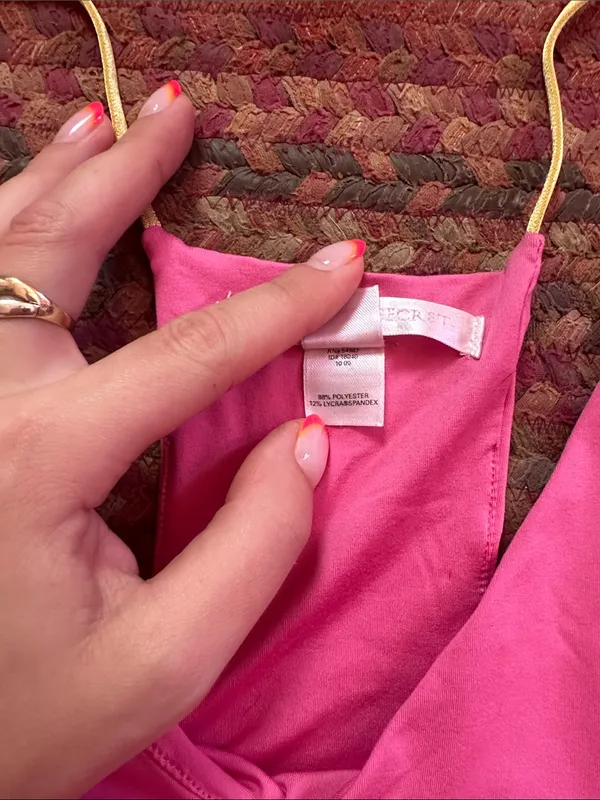 Y2K VICTORIAS SECRET Pink Racerback Slip Dress with Contrast Straps Barbie Elle - Image 4