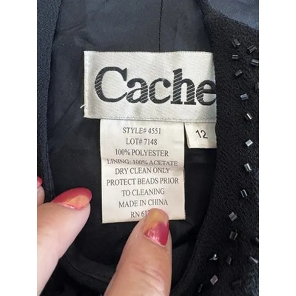 Vintage Cachet Black Sequin Formal Maxi Gown Women's 12 Sleeveless Boat Neck - Image 6