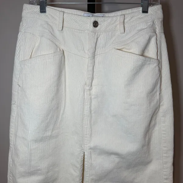 Petal & Pup Kellen Front Slit Corduroy Maxi Skirt‎ Cream Size Medium - Image 3