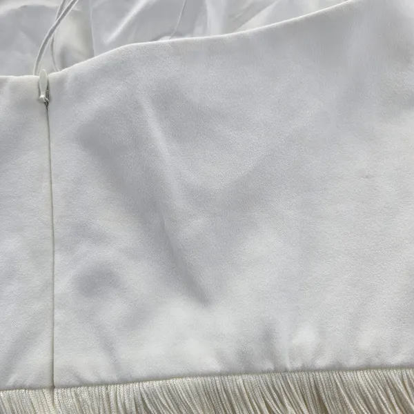 Aidan Mattox Ivory Fringe Halter Dress Party Cocktail‎ Mini Sleeveless Size 14 - Image 9