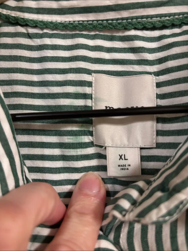 MAEVE 100% Cotton Bennet Stripe Buttondown Shirt in green and white - Image 12