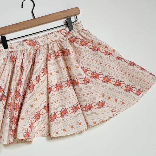 FREE PEOPLE Gaia Floral Printed Skirt Mini Ivory Combo Pockets Poplin Small‎ - Image 4