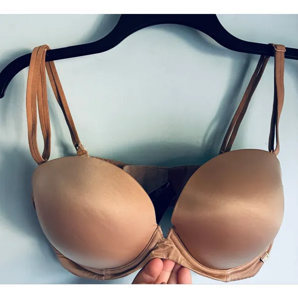 Victoria's Secret Strapless Multiway Bra Beige Push Up Padded Transitional 36D - Image 3