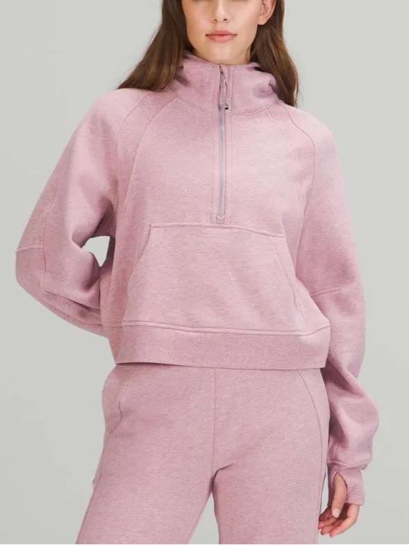 Lululemon Scuba Oversized Half-Zip Hoodie Heathered Pink Taupe Size XS/S Fleece - Image 2