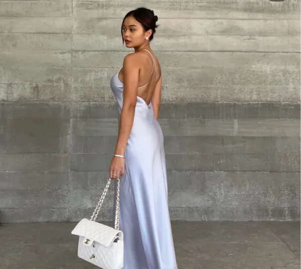 Zara dress wedding maxi slip midi satin effect baby blue party date coctail - Image 10