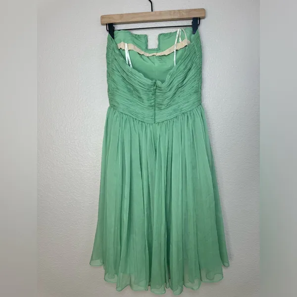 Halston Heritage Meadow Embellished Mint Green Strapless Chiffon Mini Dress $545 - Image 10